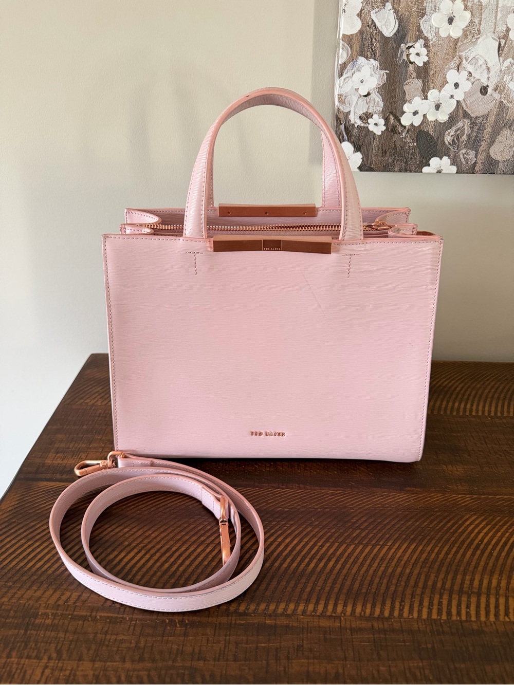 Ted Baker Blush Pink Structured Satchel with Detachable Strap